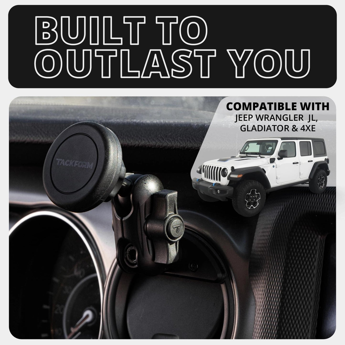 Tackform Link Vent Phone Mount Compatible with 2018 - 2023 Jeep JL, Gladiator, 4XE | Aluminum | Zero Slip, Anti-Scratch | Universal Magnetic Phone