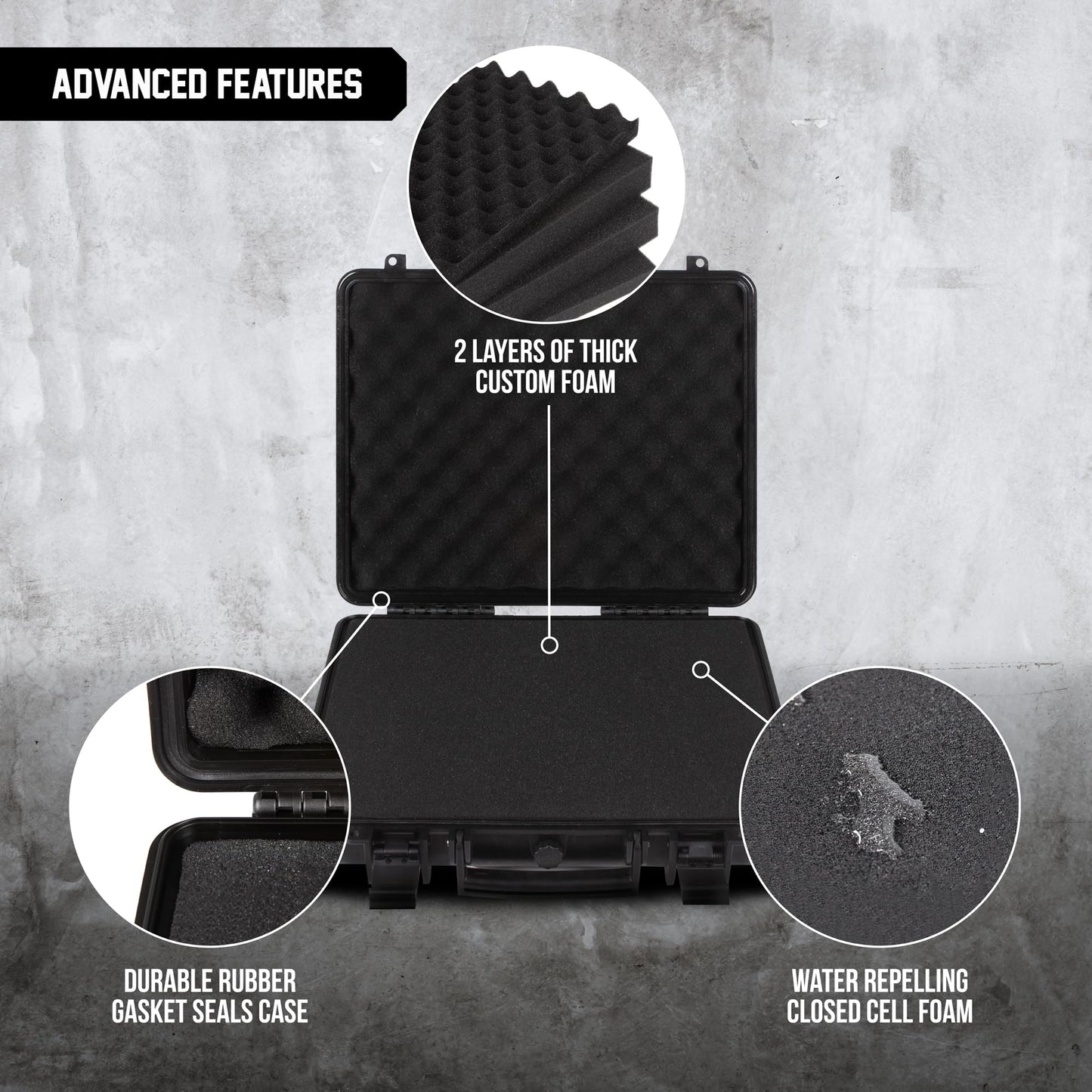 Durabox All Weather Hard Case 16 x 14 x 4” - TSA Approved Hard Shell Travel Case with Customizable Foam for Laptops, Electronics, Guns, Pistols
