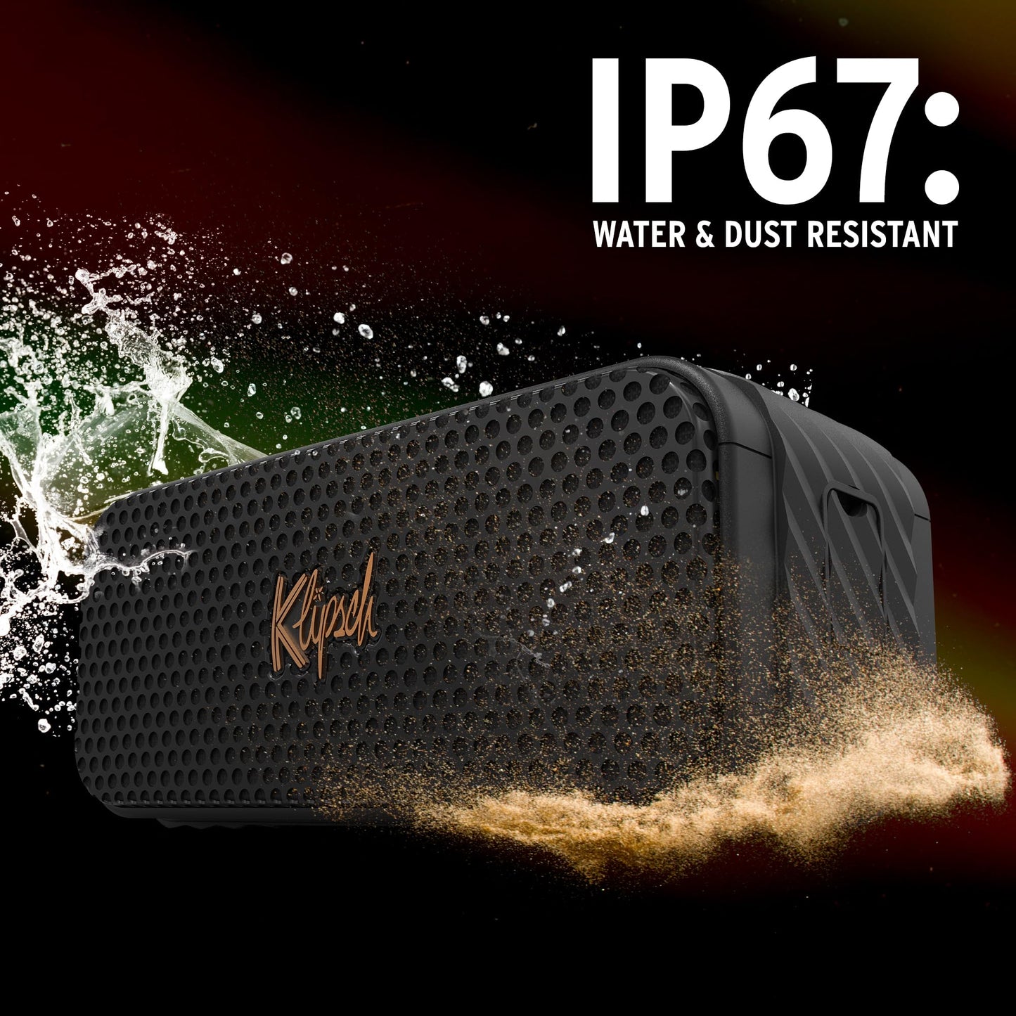 Klipsch Nashville Portable Bluetooth Speaker with a 2.25" full range drivers for 360 degree audio, IP67 dust and waterproof rating, 24 hours