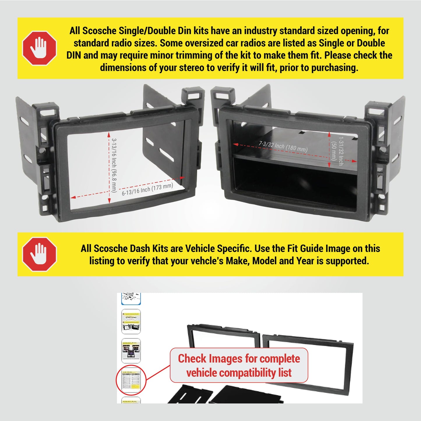 Scosche GM0516DDCS Double DIN Radio Install Dash Kit Compatible with Select 2004-21 Buick, Chevrolet, GMC, Hummer, Pontiac, Saturn and Suzuki Vehicles