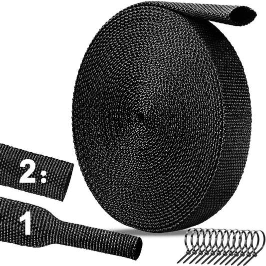 26 Ft-3/8 Inch 2:1 Heat Shrink Wire Loom Braided Cable Sleeves,Heat Resistant Fabric Woven Shrink Tubing Wiring Harness for Protection