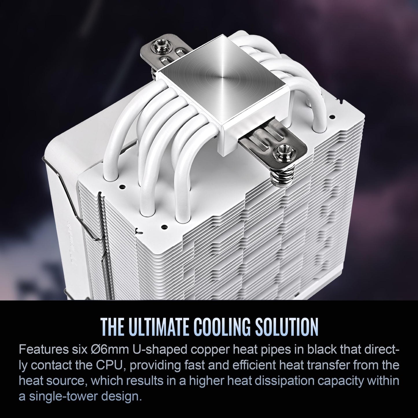 Thermaltake ASTRIA 400 ARGB CPU Cooler; 6 Copper Heat Pipes; 120mm PWM Fan; 500~1800RPM; Single Tower; Intel/AMD; 230W TDP; White; CL-P138-CA12SW-A