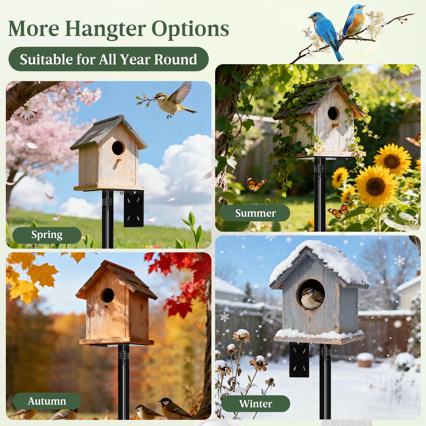 79-Inch Birdhouse Pole Stand, Heavy Duty Metal Bird House Mount with Ground Stake Base, Multi-Section Outdoor Pole for Birdhouses, Feeders & Garden