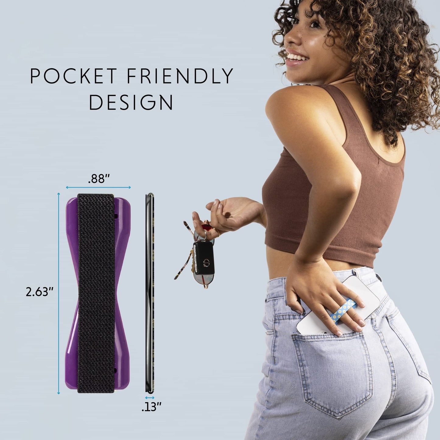 Love Handle dmd-03 Cell Phone Grip Love Handle Holds Device, Ultra Slim Pocket Friendly for Phone/Mini Tablet - Purple