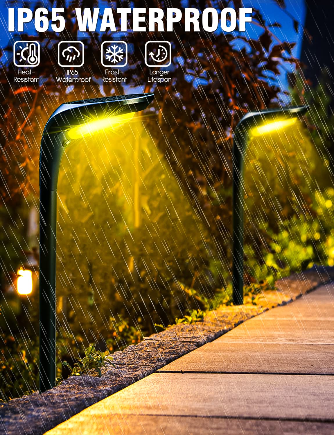OSORD Solar Pathway Lights Outdoor 4 Pack - 150 LM High Bright Solar Lights Outdoor Waterproof IP65, Warm/Cool 2 Color Modes, Landscape Path Light