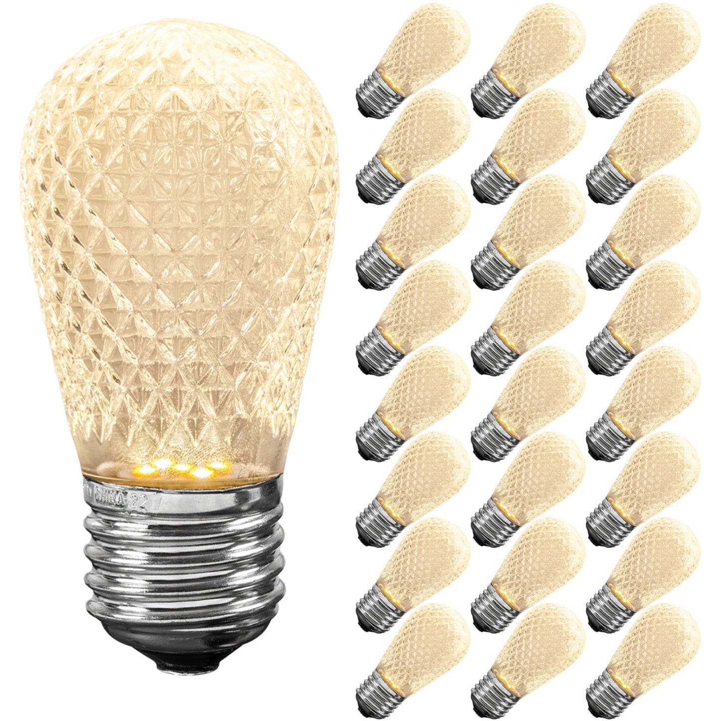 Novelty Lights 25 Pack Warm White LED S14 Outdoor String Light Bulbs