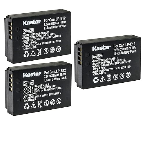 Kastar 3-Pack LP-E12 Battery 7.2V 2300mAh Replacement for Canon EOS 100D, EOS M, EOS M2, EOS M10, EOS M50, EOS M50 Mark II, EOS M100, EOS M200, EOS