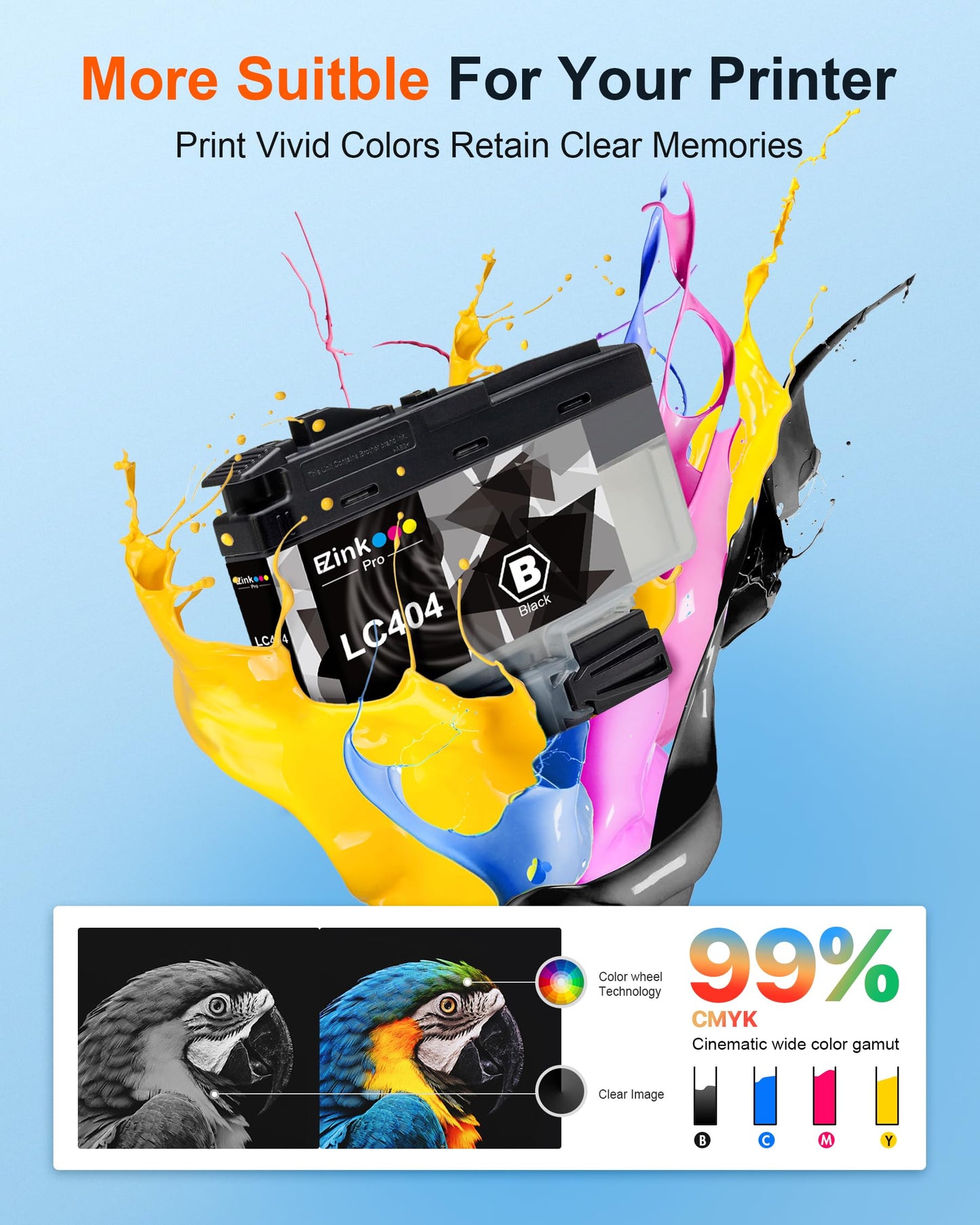 E-Z Ink Pro Compatible Ink Cartridges Replacement for Brother LC 404 Black LC404 BK LC404BK LC404 Ink Cartridges to use with Brother MFC-J1205W