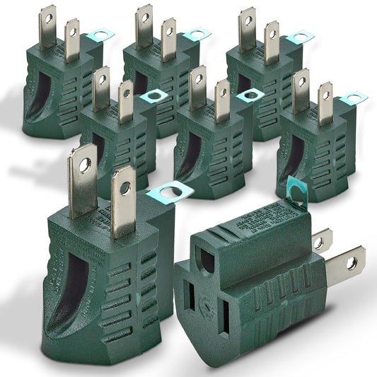 3-Prong to 2-Prong Grounding Adapter Plug - 8 Piece for Wall Outlets - Converters for Outlets, Electrical, Household, Workshops, Industrial…
