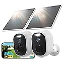 GNCC 2 Pack Solar Camera Outdoor Wireless, 5G & 2.4GHz WiFi, 2K Battery Cameras for Home Security, Color Night Vision, AI Detection, Siren Alarm