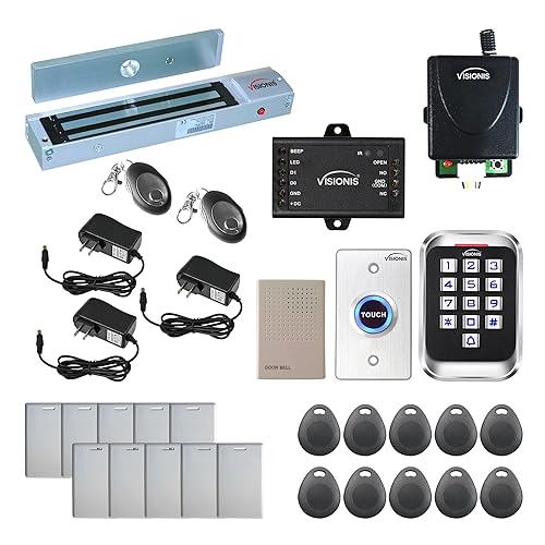 Visionis FPC-5628 One Door Access Control Out Swinging Door 600lbs Maglock + Outdoor Metal Touch Keypad/Reader Standalone + Mini Controller + Wiegand