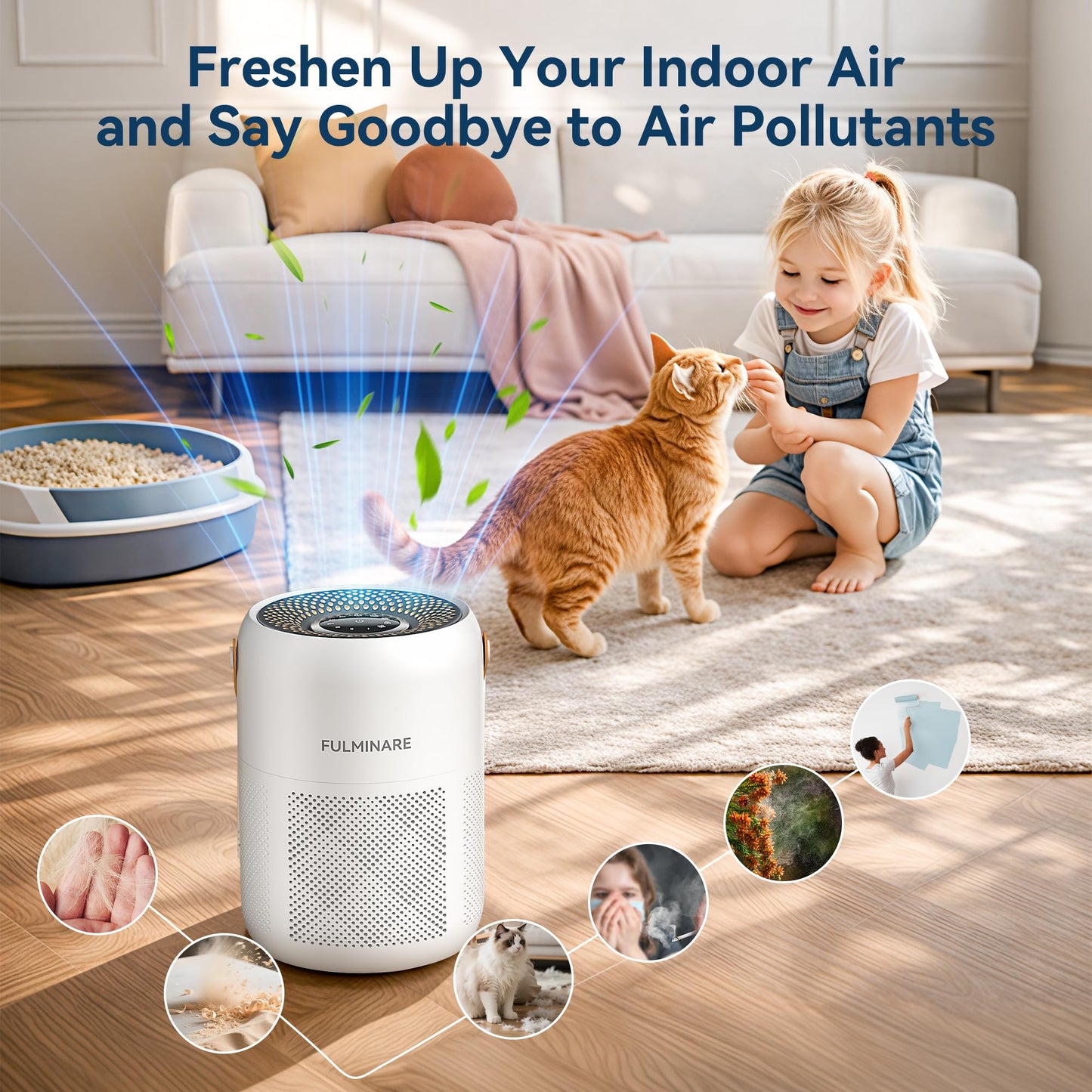 FULMINARE Air Purifiers for Home Bedroom Up to 680 Ft² ?White)