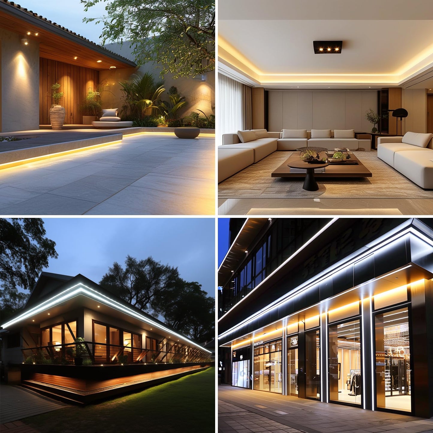 BENLUN AC 110V COB LED Strip Lights Outdoor Waterproof IP67 65.6FT, 3000K Warm White 200W 480LEDs/M CRI 90+ Transparent Silicone LED Rope Light