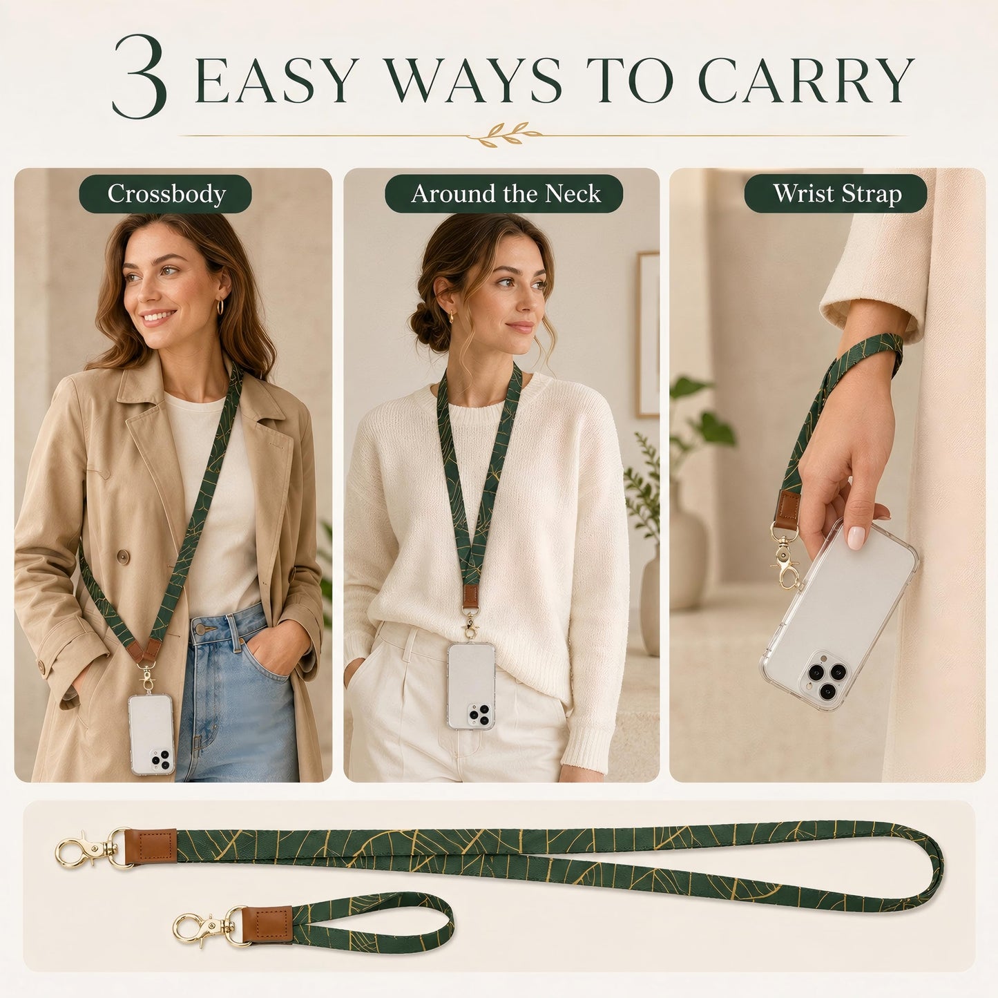 YesMvpMvp Phone Lanyard Crossbody Strap - Adjustable Cell Phone Neck Lanyard & Wrist Strap for Keys Case Accessories, Anti-Theft Travel Essentials