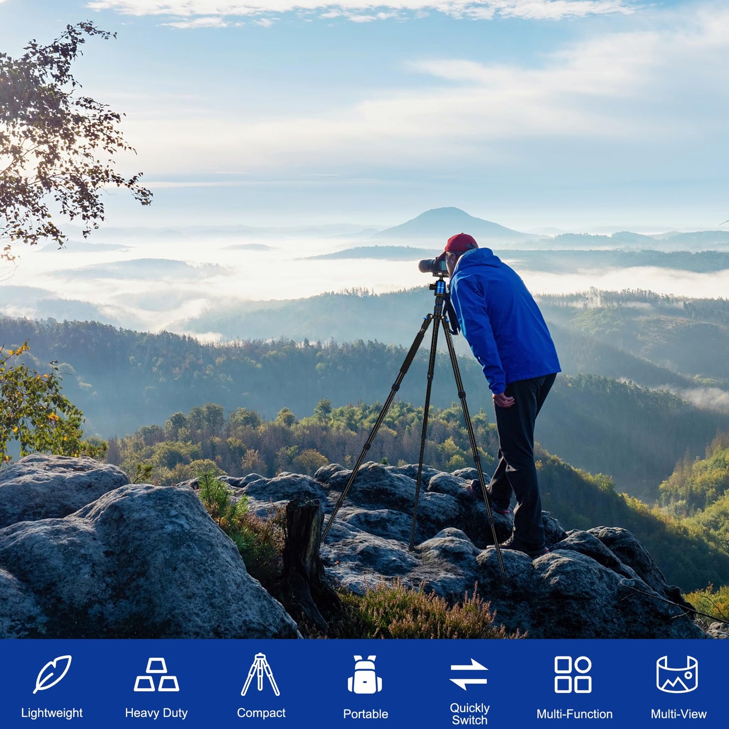 80/85 inches Heavy Duty Tripod for Camera and Phone, 85" Camera Monopod Tripods, DSLR Binoculars Spotting Scope Camcorders Video Tripod Stand, 360