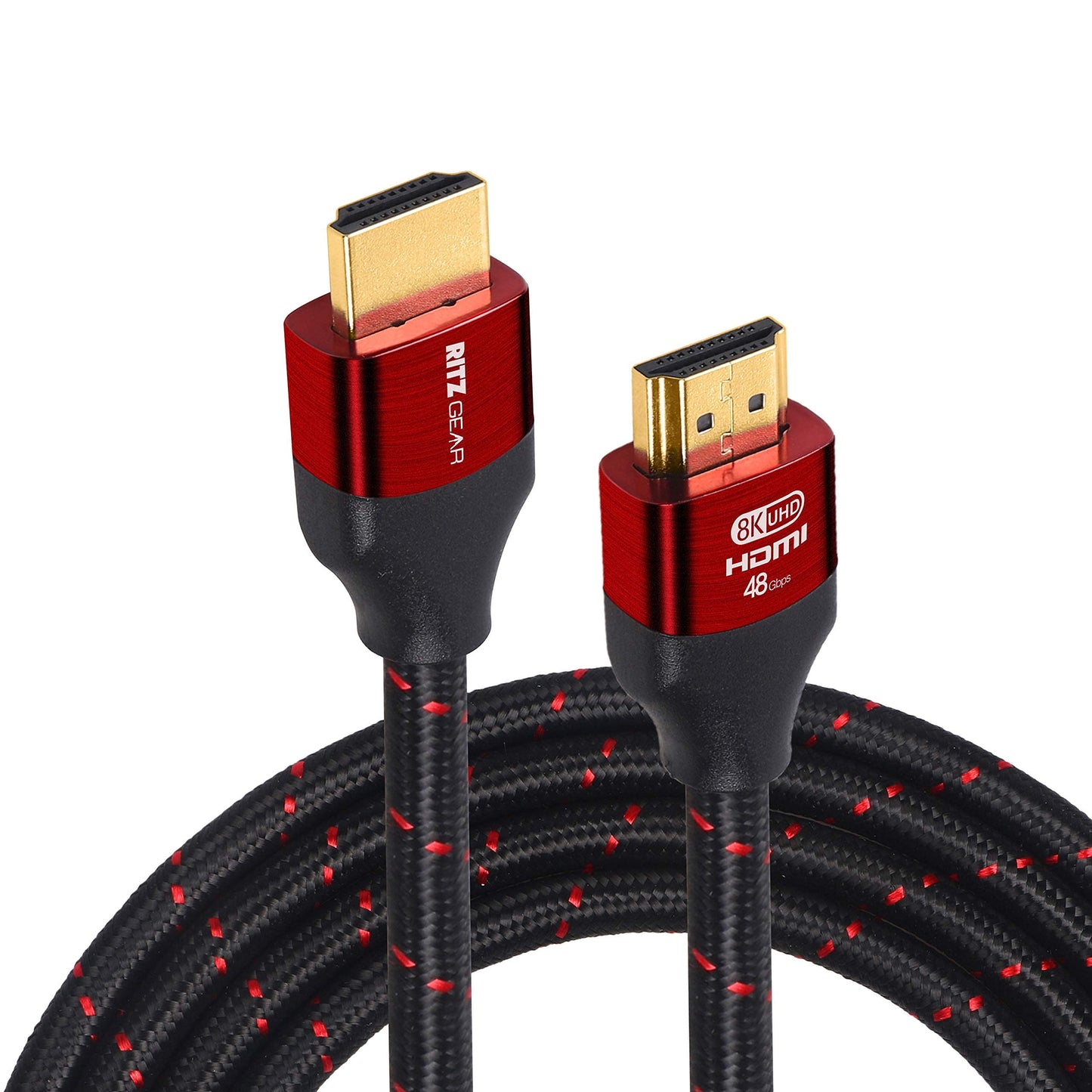 Ritz Gear 8K HDMI Cable 3.3 ft [5 Pack] Compatible with PS5, PS4, PS3, Xbox, Roku, Apple TV, Gaming PC, Laptop or Monitor, Braided Nylon Cord & Gold