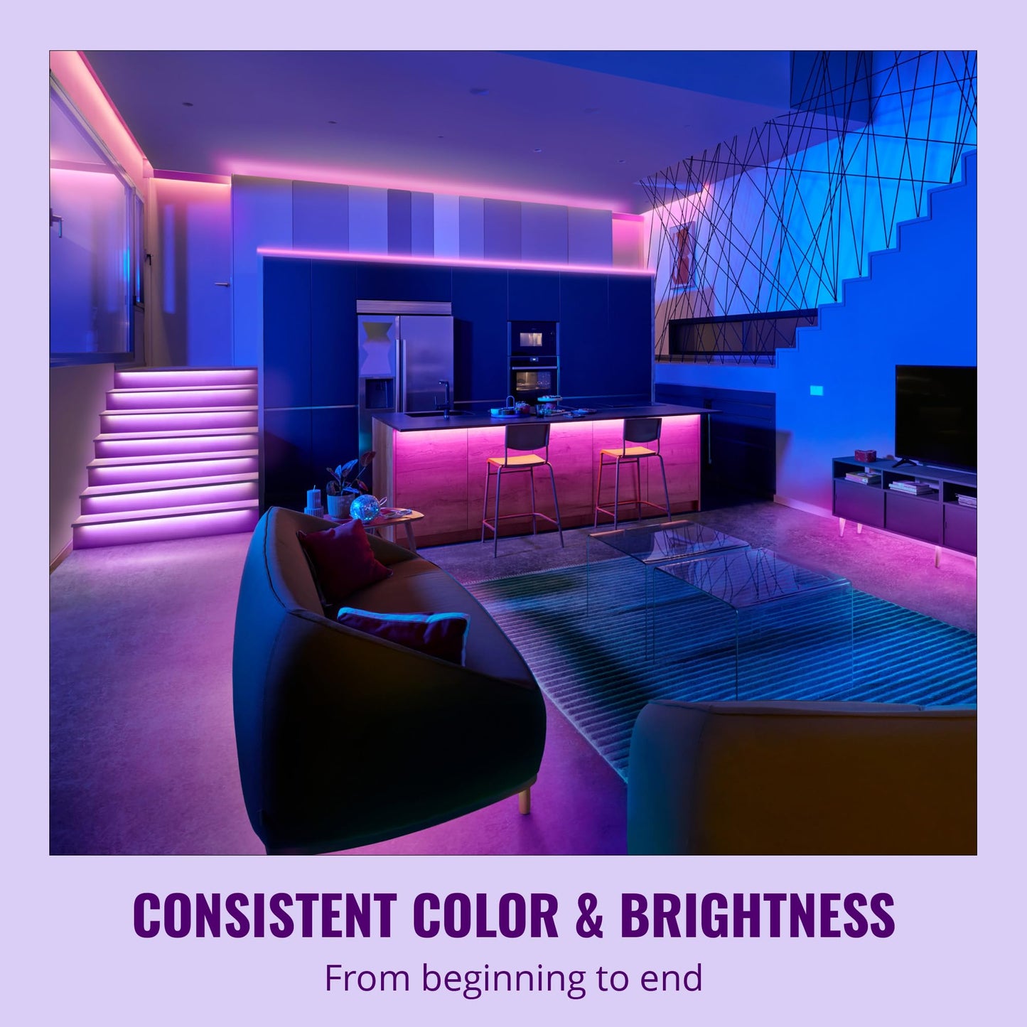 WiZ Connected - Bundle - RGB LED Strip 5m Plus 2 60W A19 Color Bulbs - Control with Voice or App + Activate with Motion - Matter Compatible