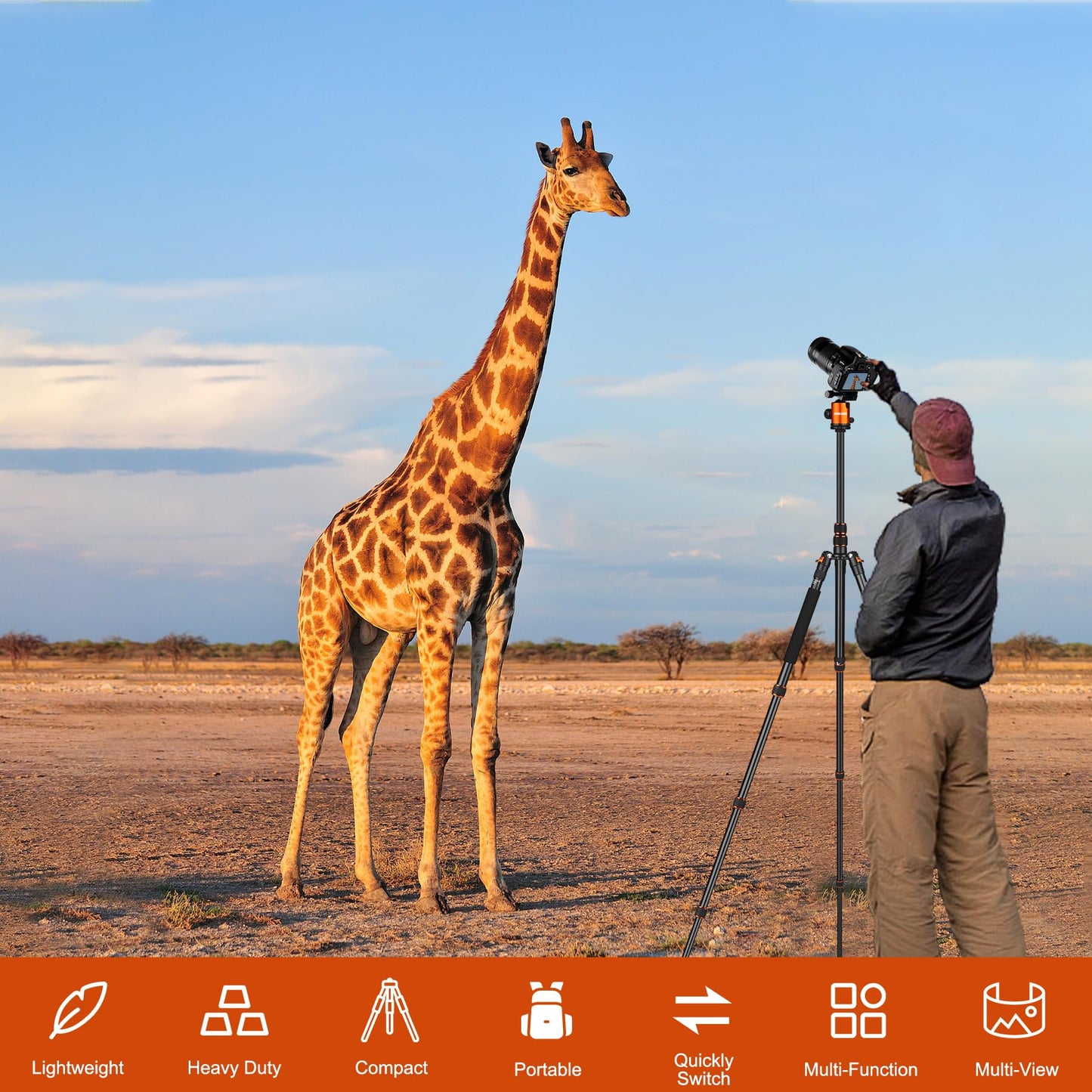 80/85 inches Heavy Duty Tripod for Camera and Phone, 85" Camera Monopod Tripods, DSLR Binoculars Spotting Scope Camcorders Video Tripod Stand, 360