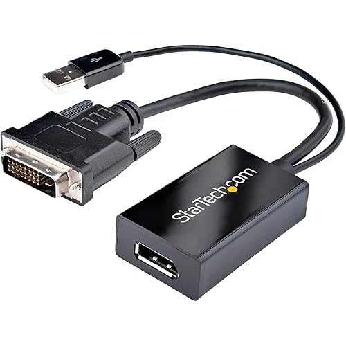 StarTech.com DVI to DisplayPort Adapter with USB Power - DVI-D to DP Video Adapter - DVI to DisplayPort Converter - 1920