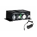 Kinter MA170+ 2-Channel Auto Home Cycle Arcade DIY 2 x 18 W Mini Amplifier Bass Treble RCA Input Audio Mini Amplifier with 12V 3A Power Supply Black