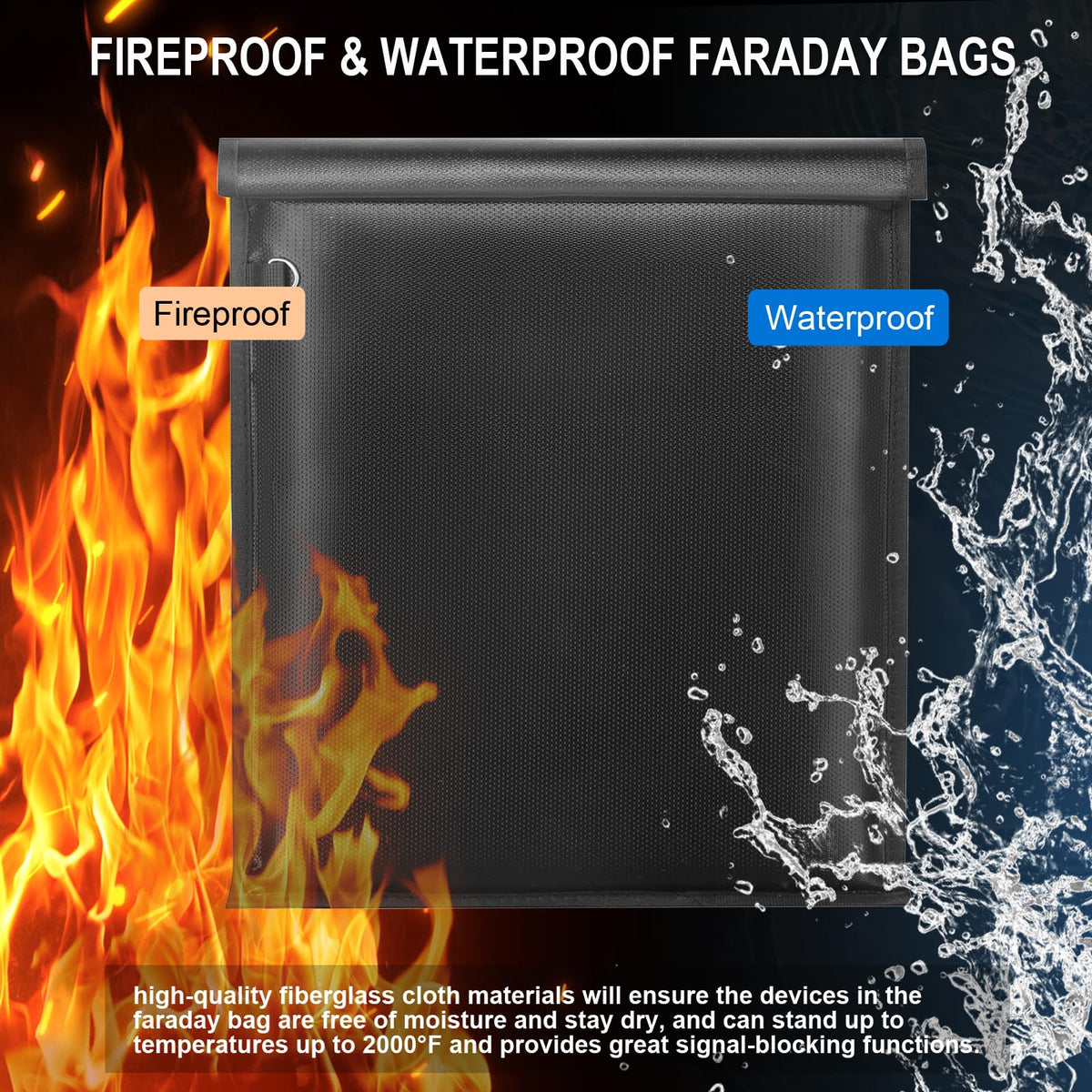 yaokvide Large Faraday Bags - 5 Pack Faraday Cages for Laptops & Tablets & Phones & Car Keys, Faraday Key Fob Protector, Fireproof & Waterproof