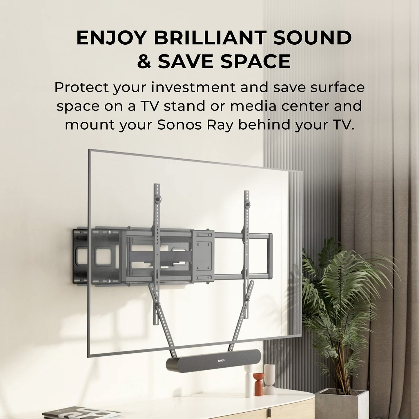 HumanCentric Mount Compatible with Sonos Ray TV Mount, Mounting Bracket Floating Style, Place Under TV, Hidden Design, Hardware Included, Black