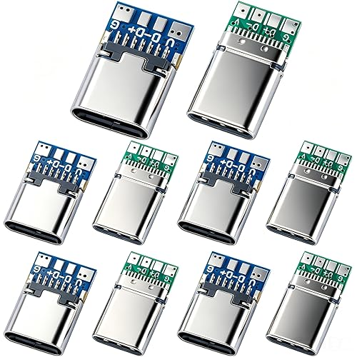 MTDELE 10 Pcs USB C Breakout Board 24 Pin 5Pcs Male and 5Pcs Female Head