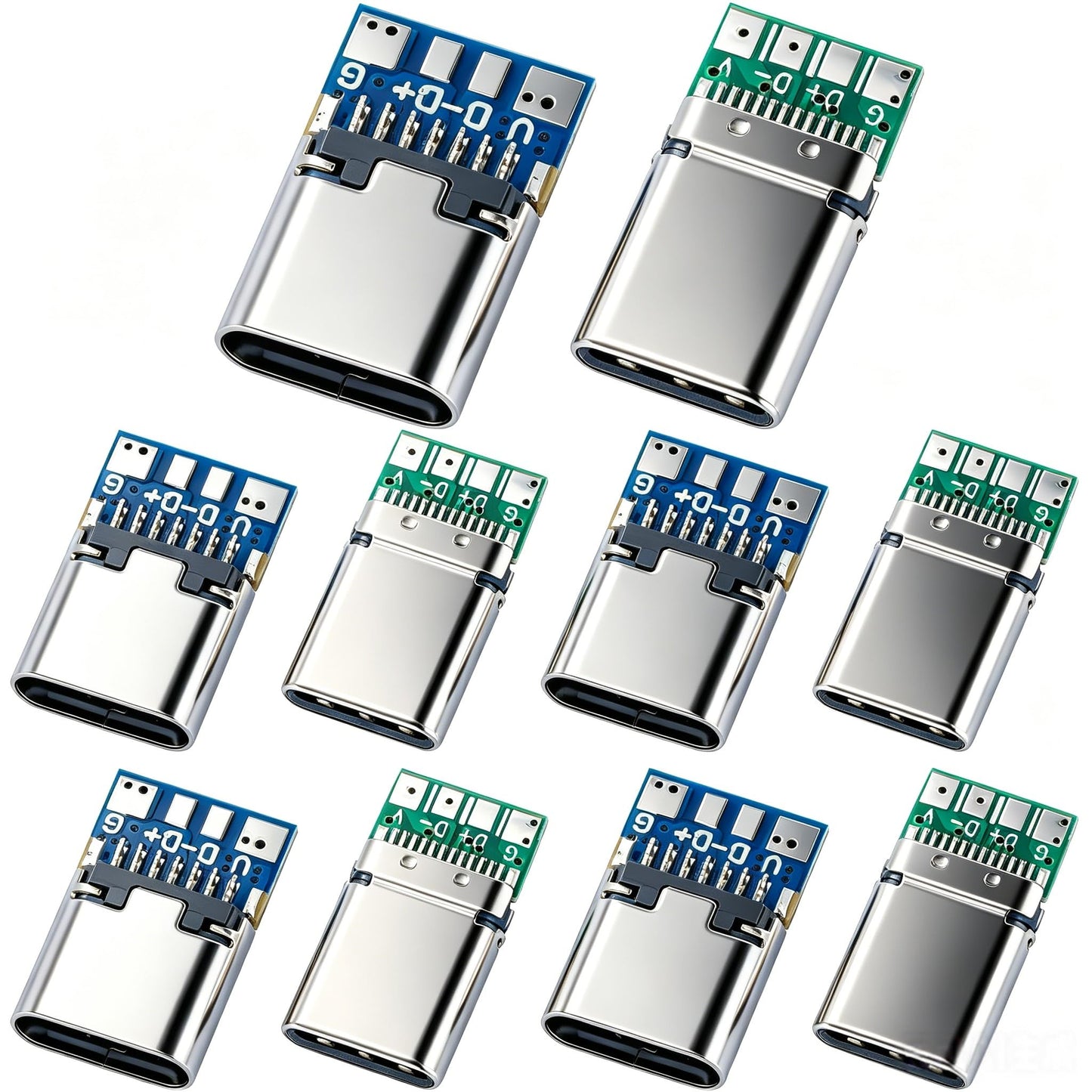 MTDELE 10 Pcs USB C Breakout Board 24 Pin 5Pcs Male and 5Pcs Female Head