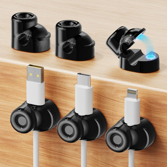 gliship 6 Pack Magnetic Cable Clips, Smooth Adjustable Cell Phone Cord Holder with Shoe-Shaped, String Light Clips for Home, Office, Wall, Nightstand