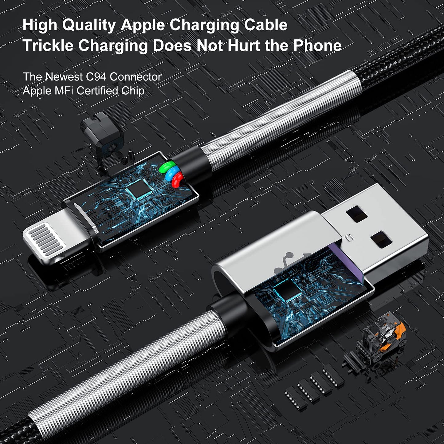 2Pack 10ft iPhone Fast Charger Cable, [Apple MFi Certified] Long USB C to Lightning Cable 10 Foot, High Fast 10 Feet Apple Charging Cord for Apple…