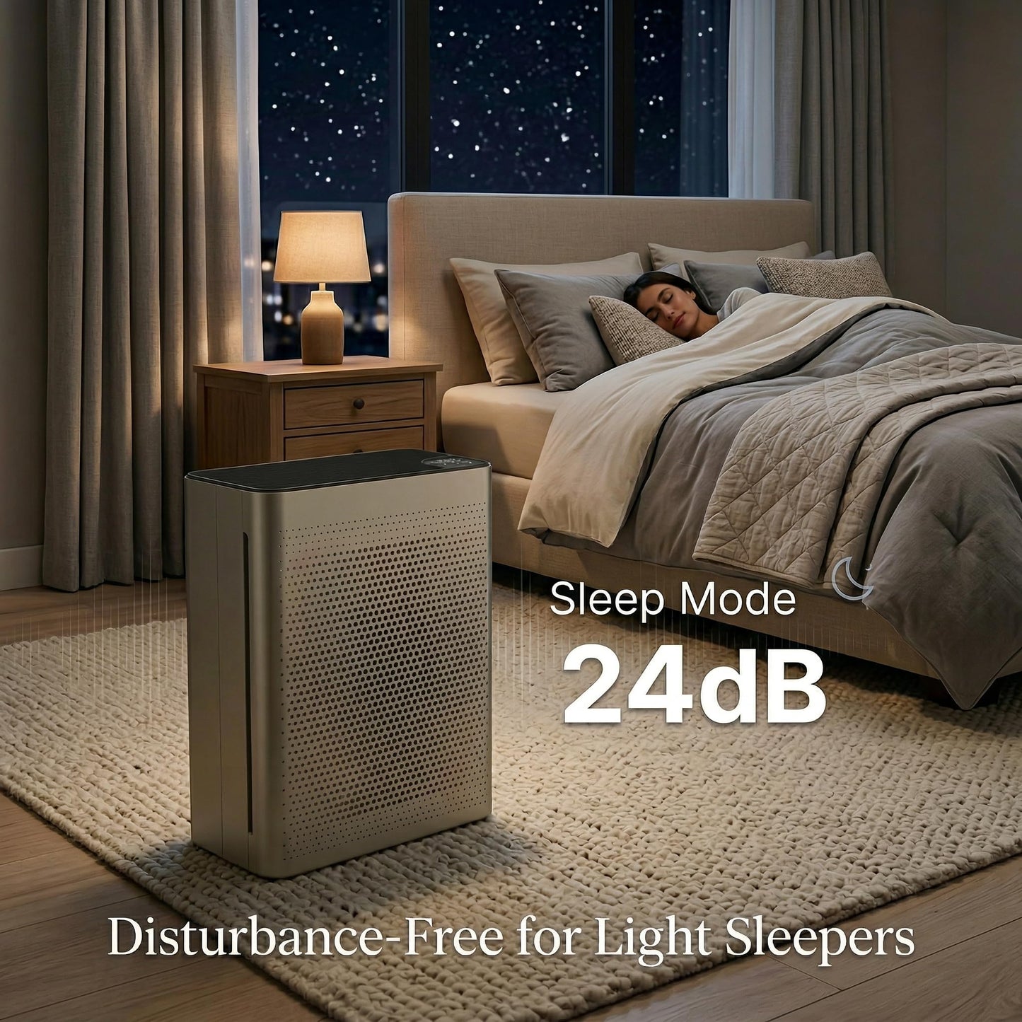 Air Puifiers for Home,Bed Room,up to 1076 Ft² in 1 Hr with Automatic Function,Air Quality Monitor,Negative ion purification,Sleep Mode,24db,HEPA