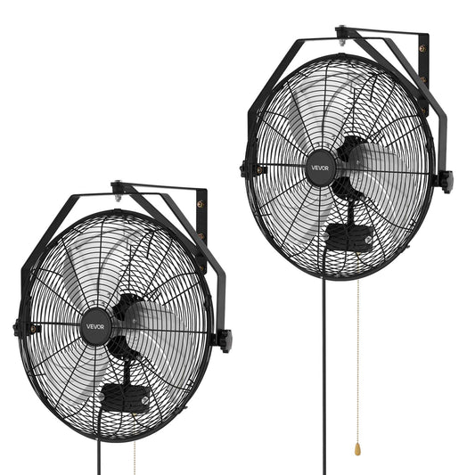 VEVOR 18 Inch Wall Mount Fan, Waterproof, 3-Speed, IP44 Rated, 2 Pack