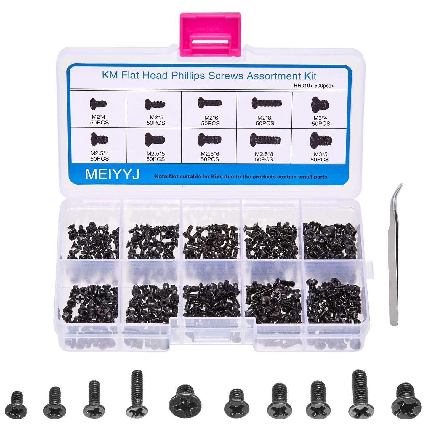 MEIYYJ 500pcs M2 M2.5 M3 Laptop Notebook Computer Replacement Screws Kit, PC Flat Head Phillips Screw Assortments, Countersunk SSD Electronic Repair