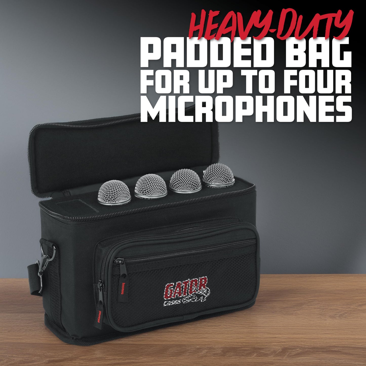 Gator Cases Padded Microphone Carry Bag; Holds up to (4) Wired Microphones. (GM-4)