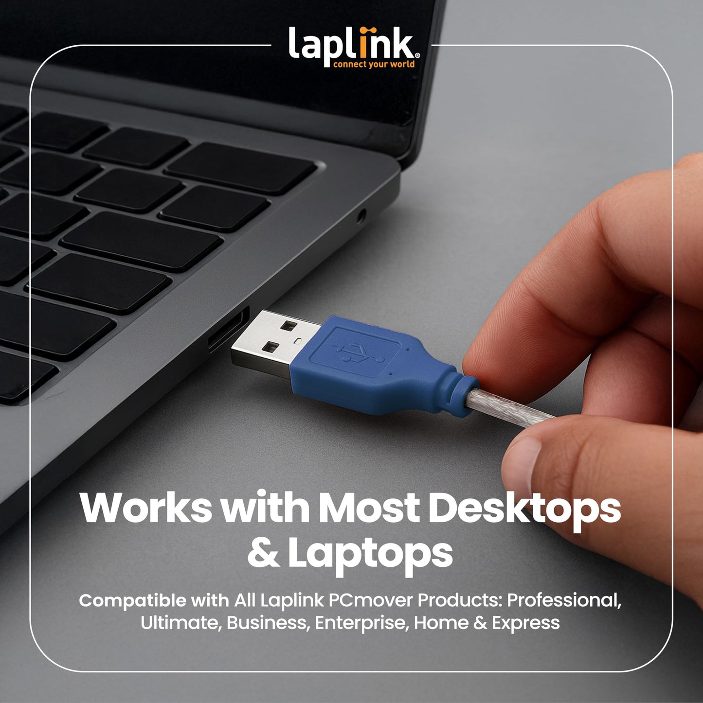 LAPLINK - USB 3.0 Super Speed Transfer Cable - USB Data Transfer Cable PC to PC - Compatible with PCmover Migration Software (not Included)