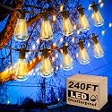 Zuske Outdoor Patio String Lights, 240FT LED with 120+4 ST38 Vintage Edison Bulbs, Waterproof Connectable Hanging Lights for Outside Backyard Bistro
