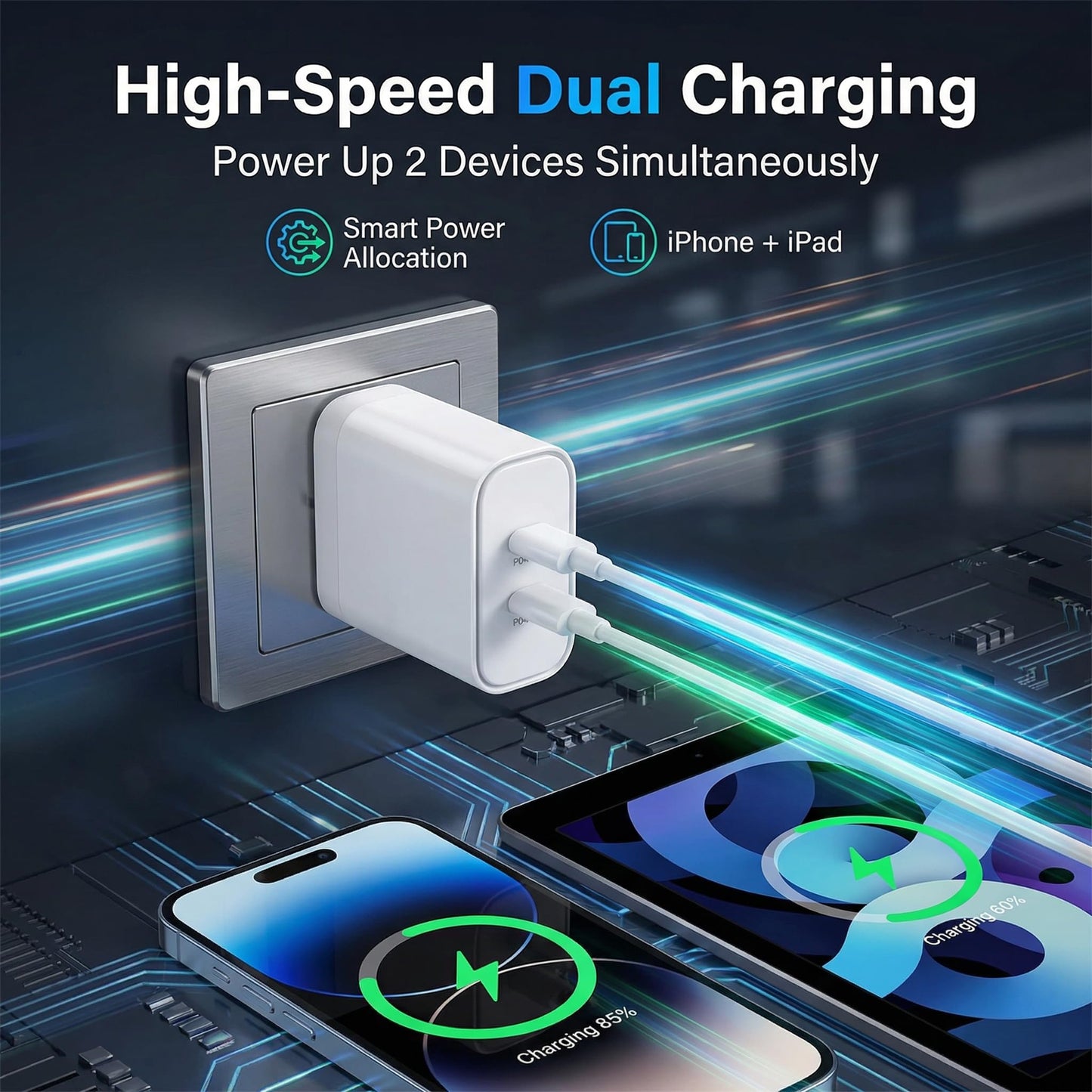 iPhone 17 Charger,45W Fast Charging Dual Port USB C Charger Block with 3/6/10/10FT Type C Charging Cable-PD Quick Adapter 3.0 for iPhone 17e/17/17