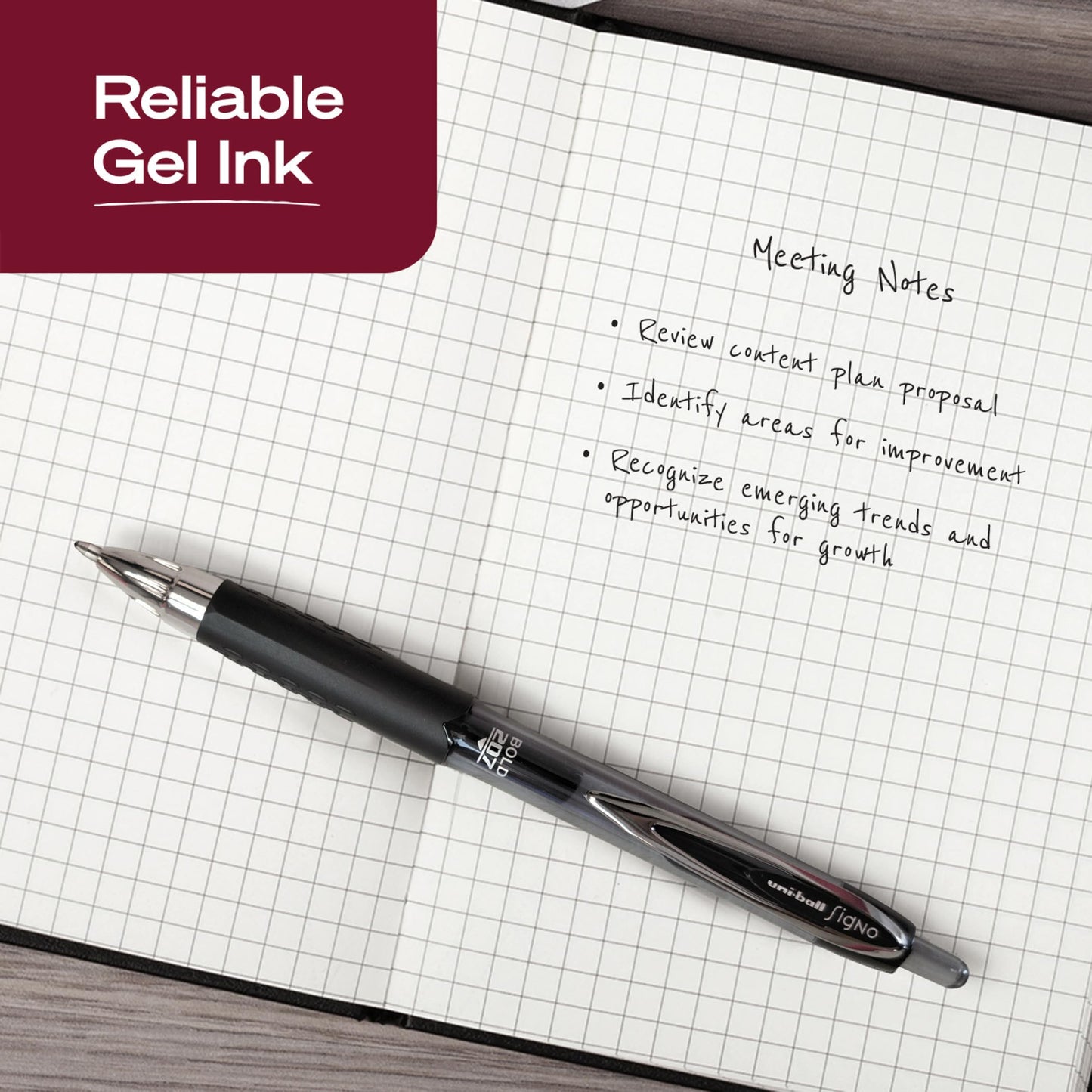 uniball™ 207 Gel Pens, Black Ink, 1.0mm Bold Point, Retractable, 12 Count