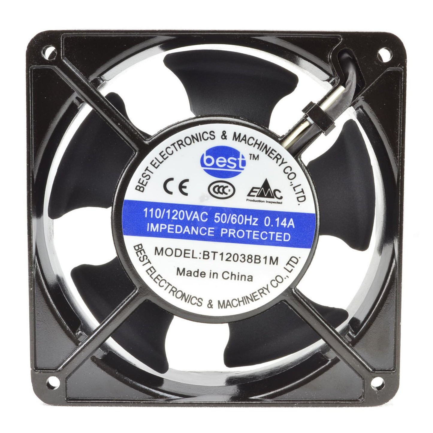 Best Electronics 120x120x38mm AC Fan with Thermal Switch BT12038B1M & 36" power cord