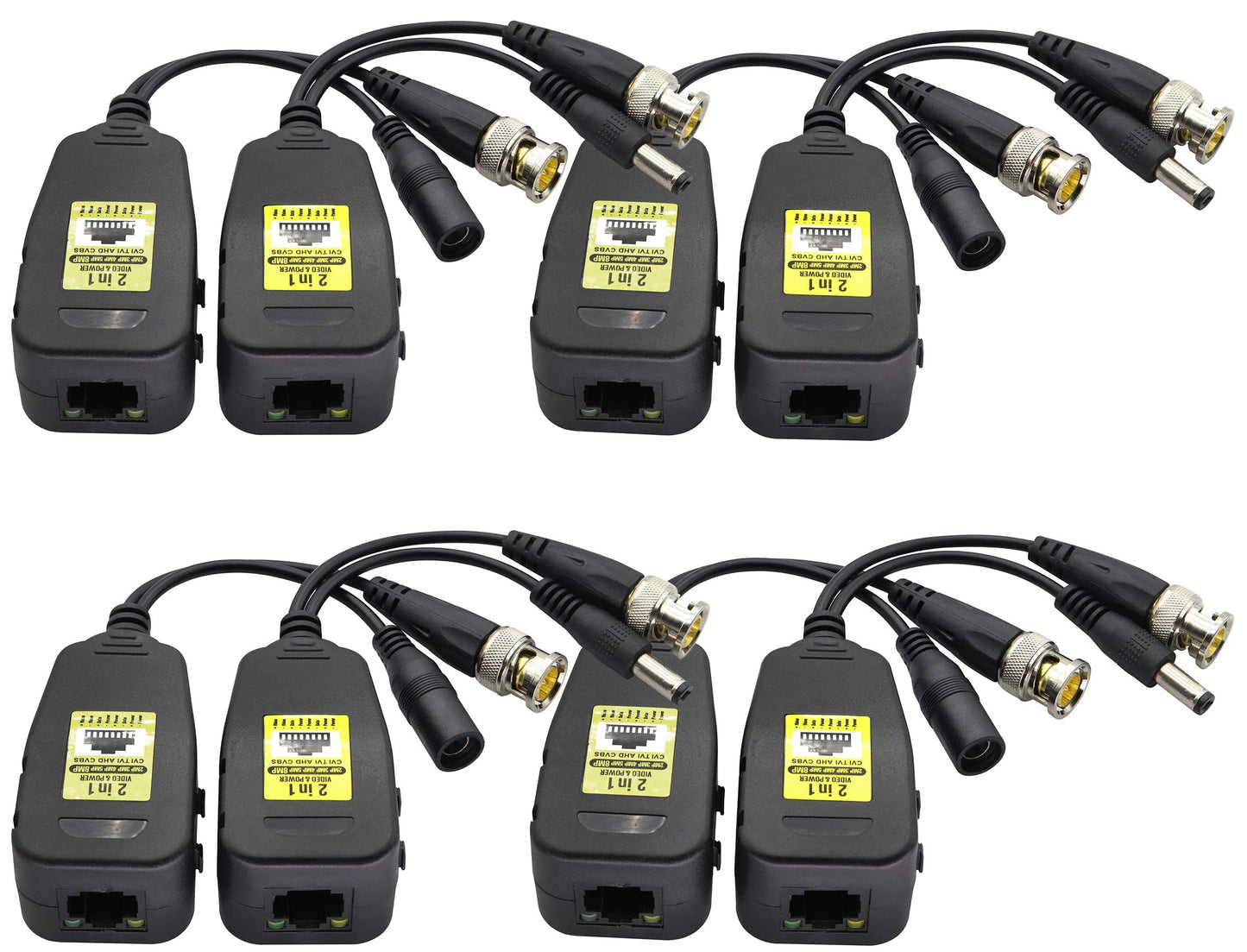 AAOTOKK Power Video Balun DC BNC to Cat5 RJ45 Network Transceiver HD-CVI/TVI/AHD/CVBS with DC Connector for 720P 960P 1080P 3MP 4MP 5MP 8MP CCTV
