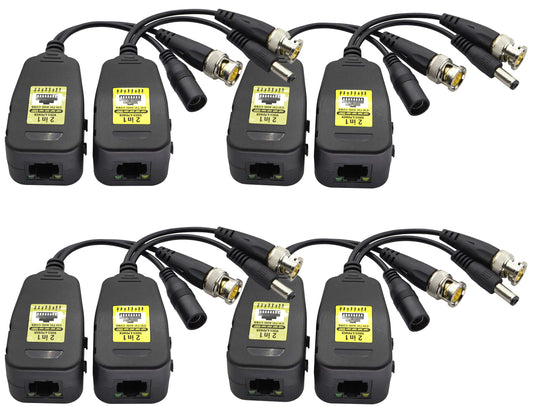 AAOTOKK Power Video Balun DC BNC to Cat5 RJ45 Network Transceiver HD-CVI/TVI/AHD/CVBS with DC Connector for 720P 960P 1080P 3MP 4MP 5MP 8MP CCTV