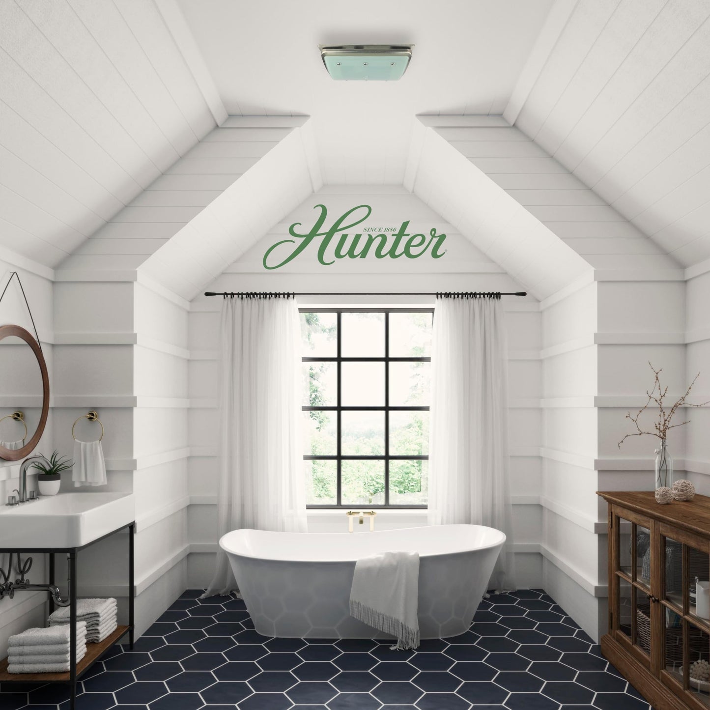 Hunter Ellipse 100 CFM Ceiling Exhaust Bath Fan with Light and Night Light - Brushed Nickel