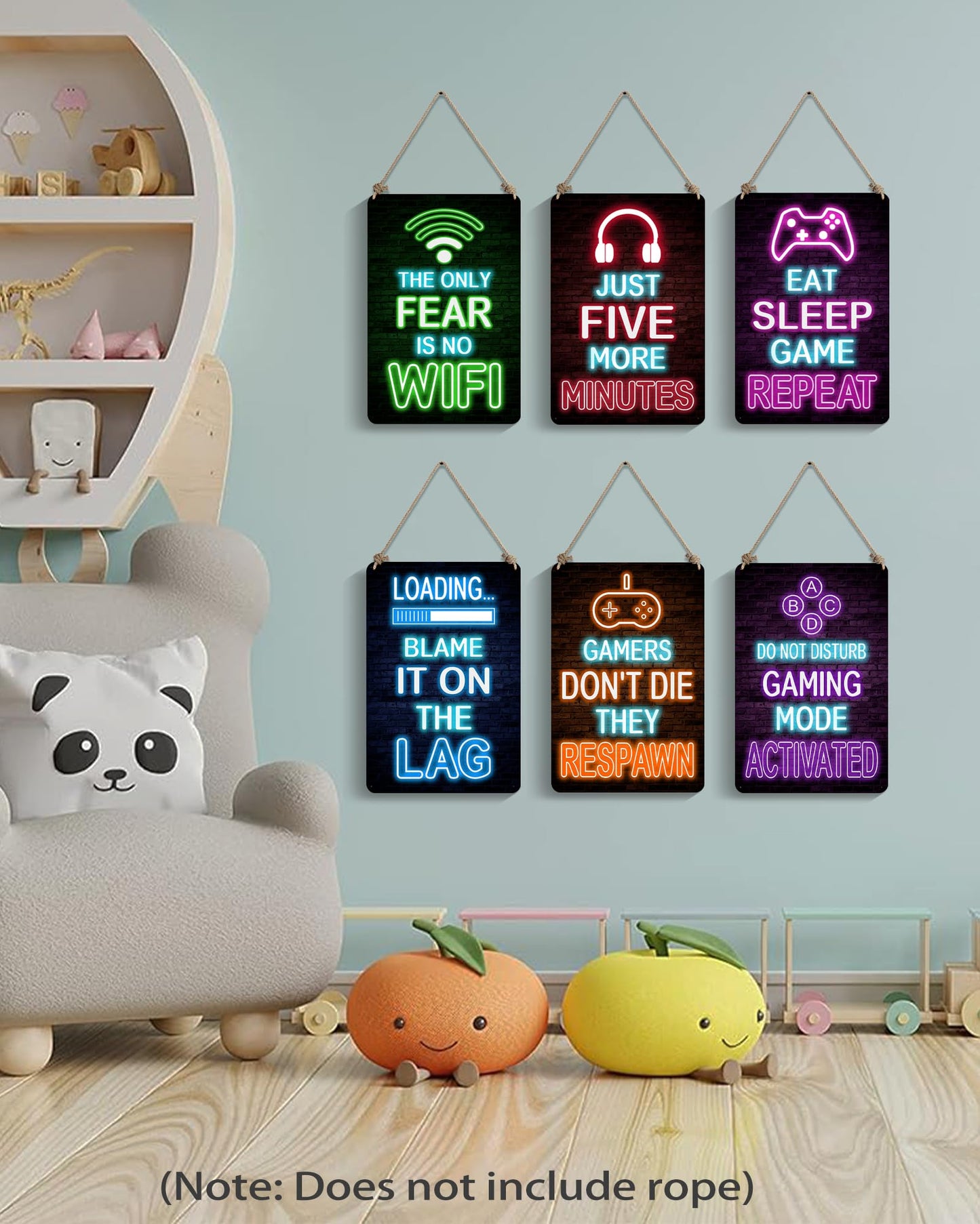 Drsoum Video Gamer Room Decor for Boys Gaming Wall Decor Neon Gaming Room Metal Sign 12 x 8 Inch Set of 6 - Gamer Wall Decor Teenage Boy Room Decor