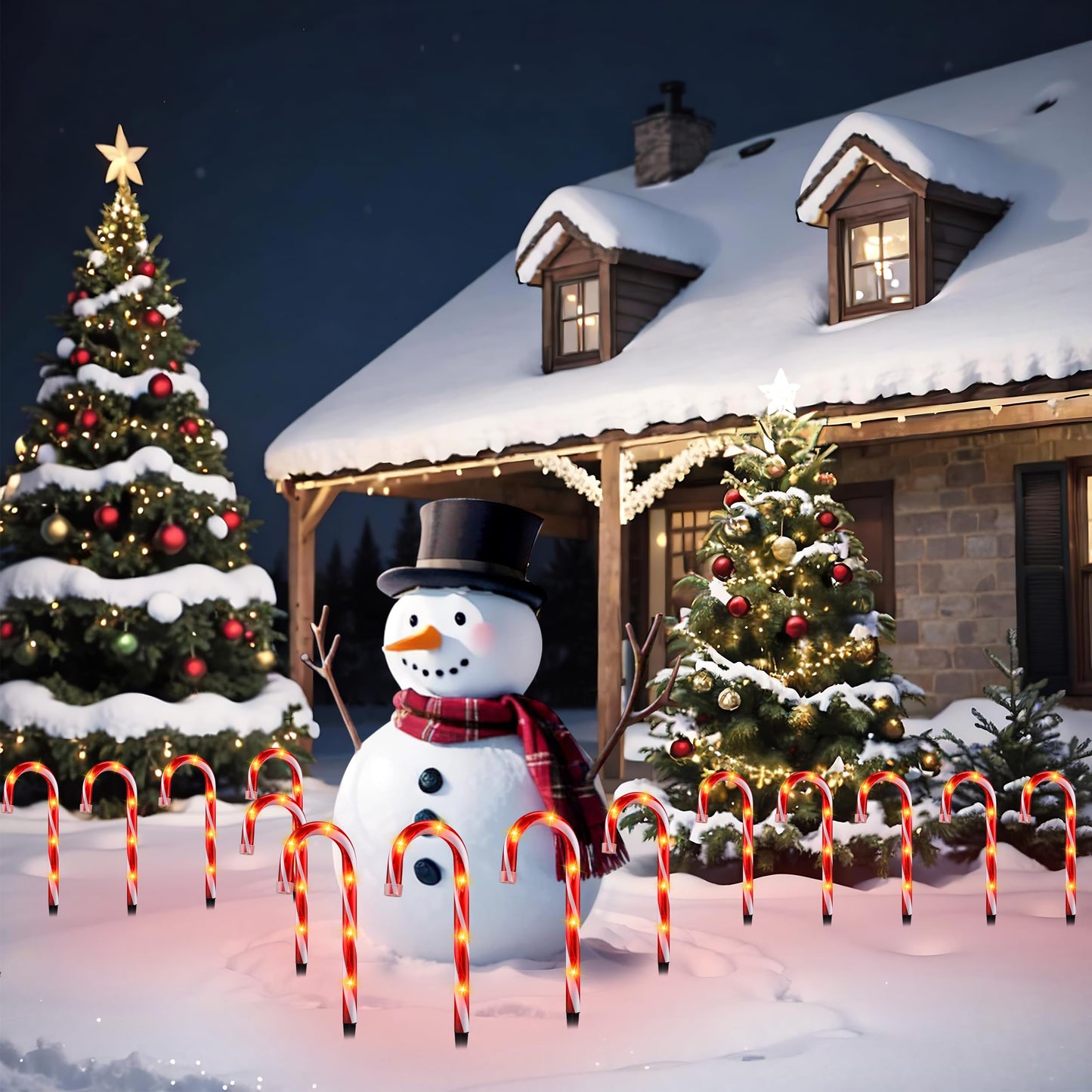 Candy Cane Lights - 10 Pack Candy Cane Pathway Lights, 10" Christmas Candy Cane Light Red, Outdoor Candy Cane Christmas Decor for Walkway, Driveway