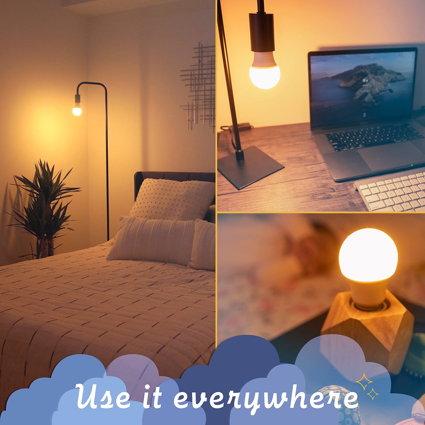 Amber Light Bulbs for Sleep I 1800K Warm Light Bulbs for Bedside Lamp I 3.5W E26 Led Bulb (60W Equiv) Orange Led Lights for Bedroom Soft Warm Lighting