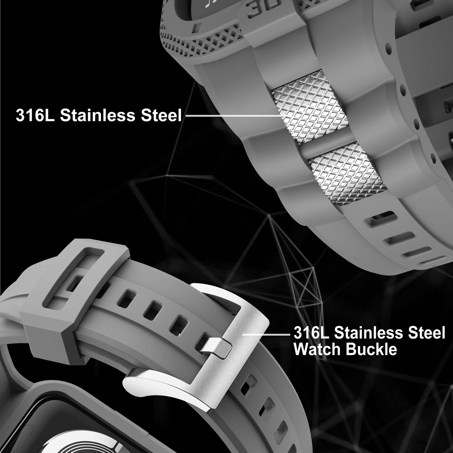 GELISHI Bands Compatible for Apple Watch Band 41mm 40mm 38mm, Men Sport Rugged Band with Protective Case for Watch Series 9 8 7/Series 6 SE 5 4 3