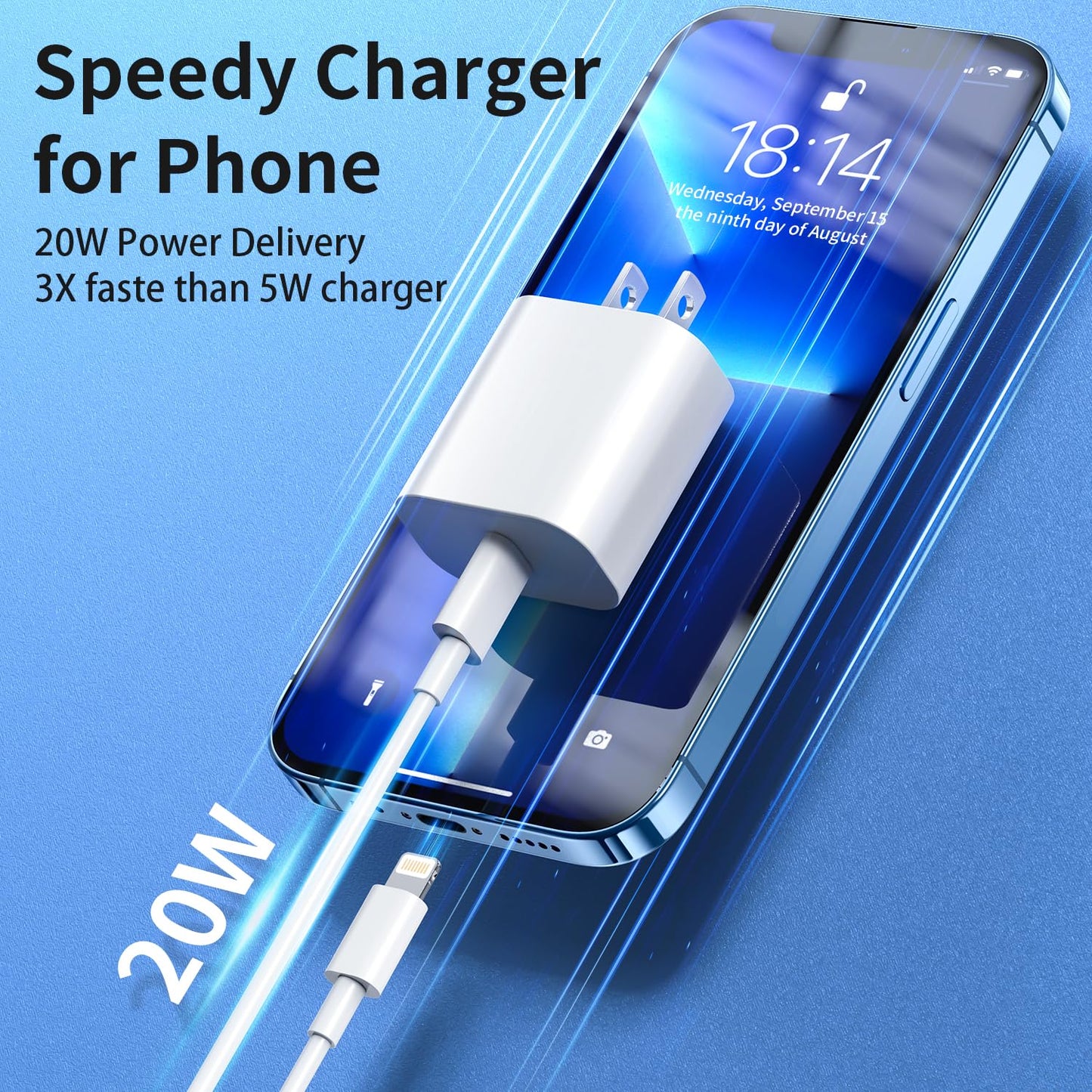 iPhone Charger Fast Charging?MFi Certified?3 Pack 20W PD USB C Wall Charger 6FT Cable Fasting Charging Adapter Compatible with iPhone 14Pro/13