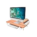 CRAFT KITTIES Wood Riser Monitor Stand with USB Ports Computer Stand w/Slot for Tablet & Cellphone Computer Riser w/Big Storage, Dual Monitor Riser