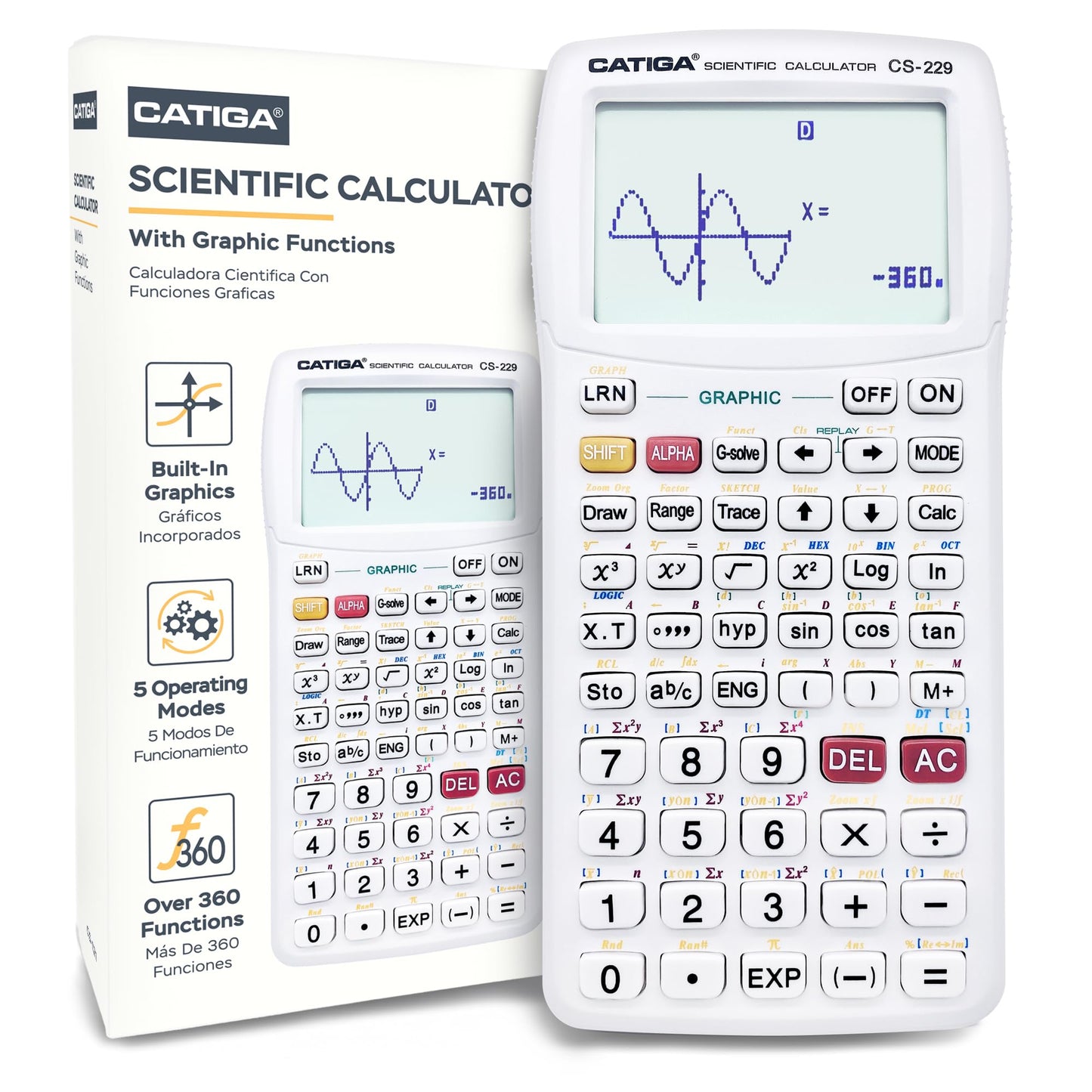 CATIGA Scientific Calculator with Graphic Functions - Multiple Modes with Intuitive Interface - Perfect for Students of Beginner and Advanced Courses
