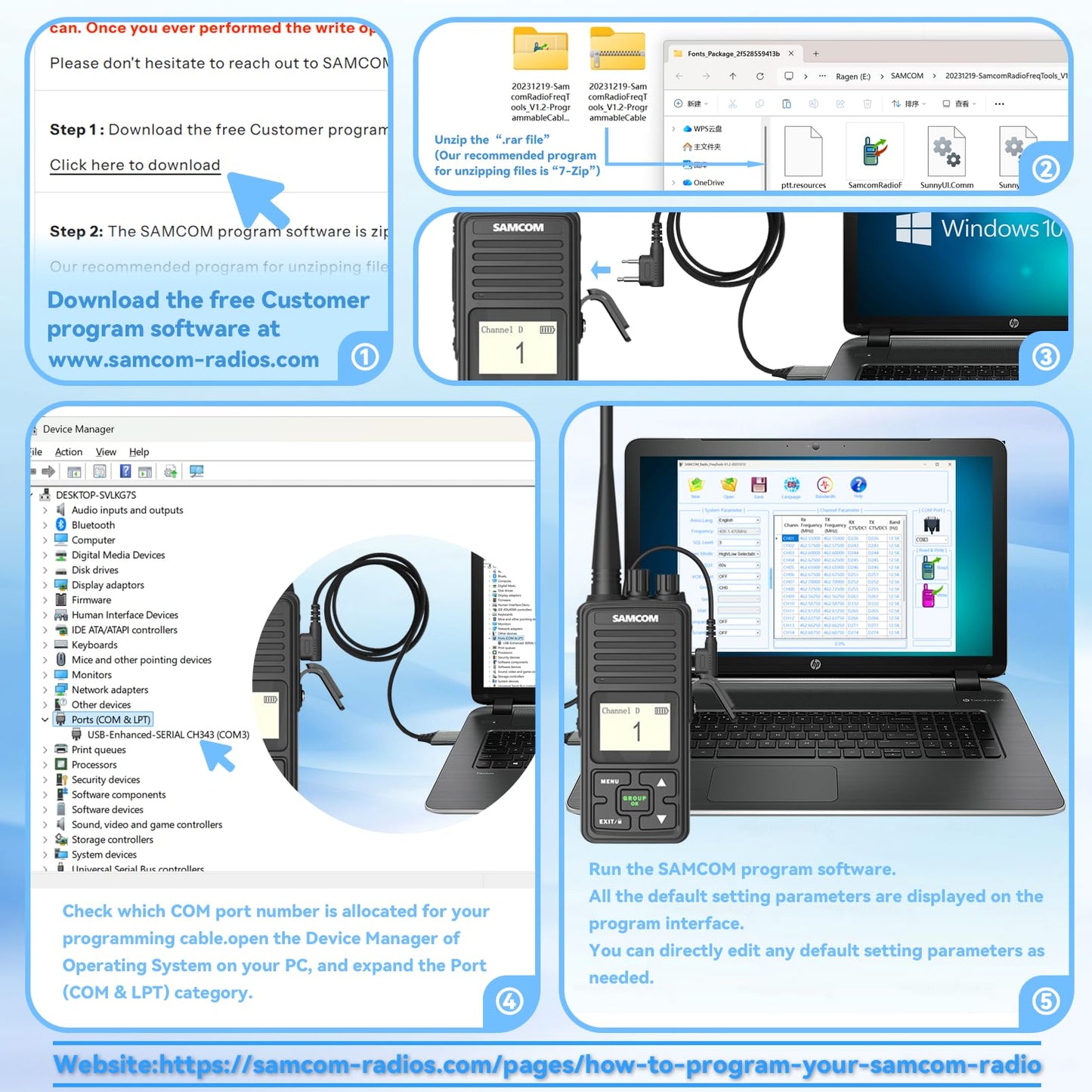 SAMCOM Two Way Radio USB Programming Cable, for FPCN30A FPCN10A Ham Radio - Easy Setup, No Driver Needed